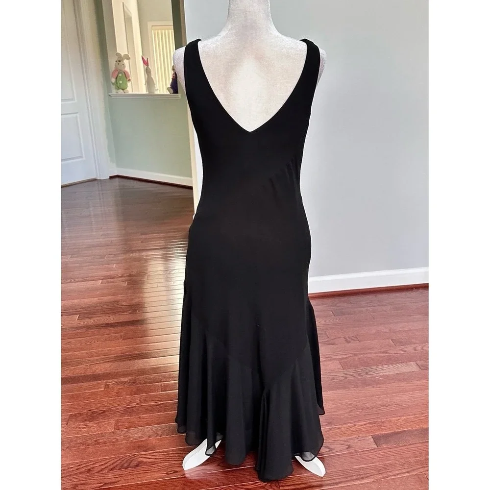 Jones Wear‎ Dress Black Flowey Cowl Neck Feminine Silver Brooch Cocktail Dress